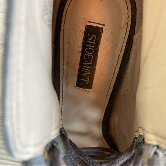 Shoemint Jordane lace up peep toe leather wedge booties size 6.5 zipper heel - Picture 11 of 12